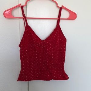 red polka dot tank top